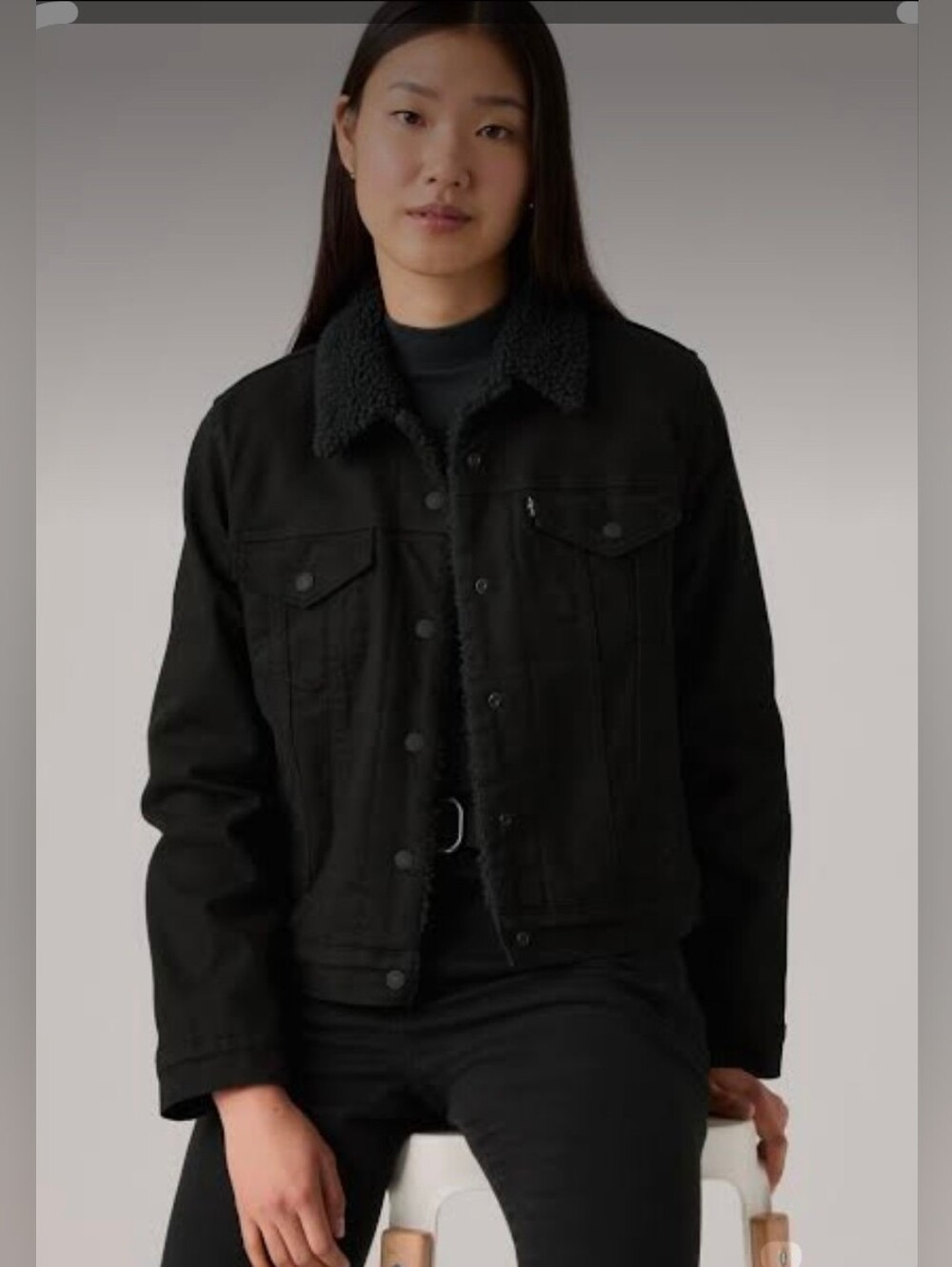 Levi’s Original Sherpa Lined Denim Trucker Jacket Black Women's XL